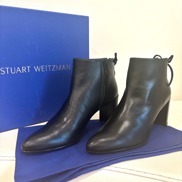 Stuart Weitzman Lofty Black Nappa Tie Back Bootie Size 8 New - Picture 10 of 11